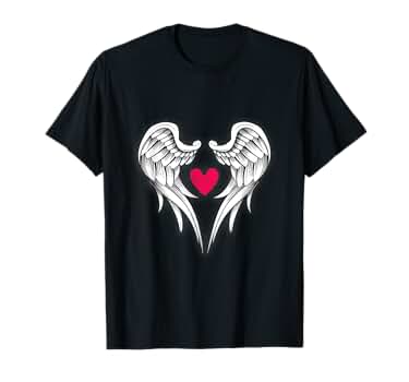 Amazon.com: Angel Wings T-Shirt with Just Wings and Heart T